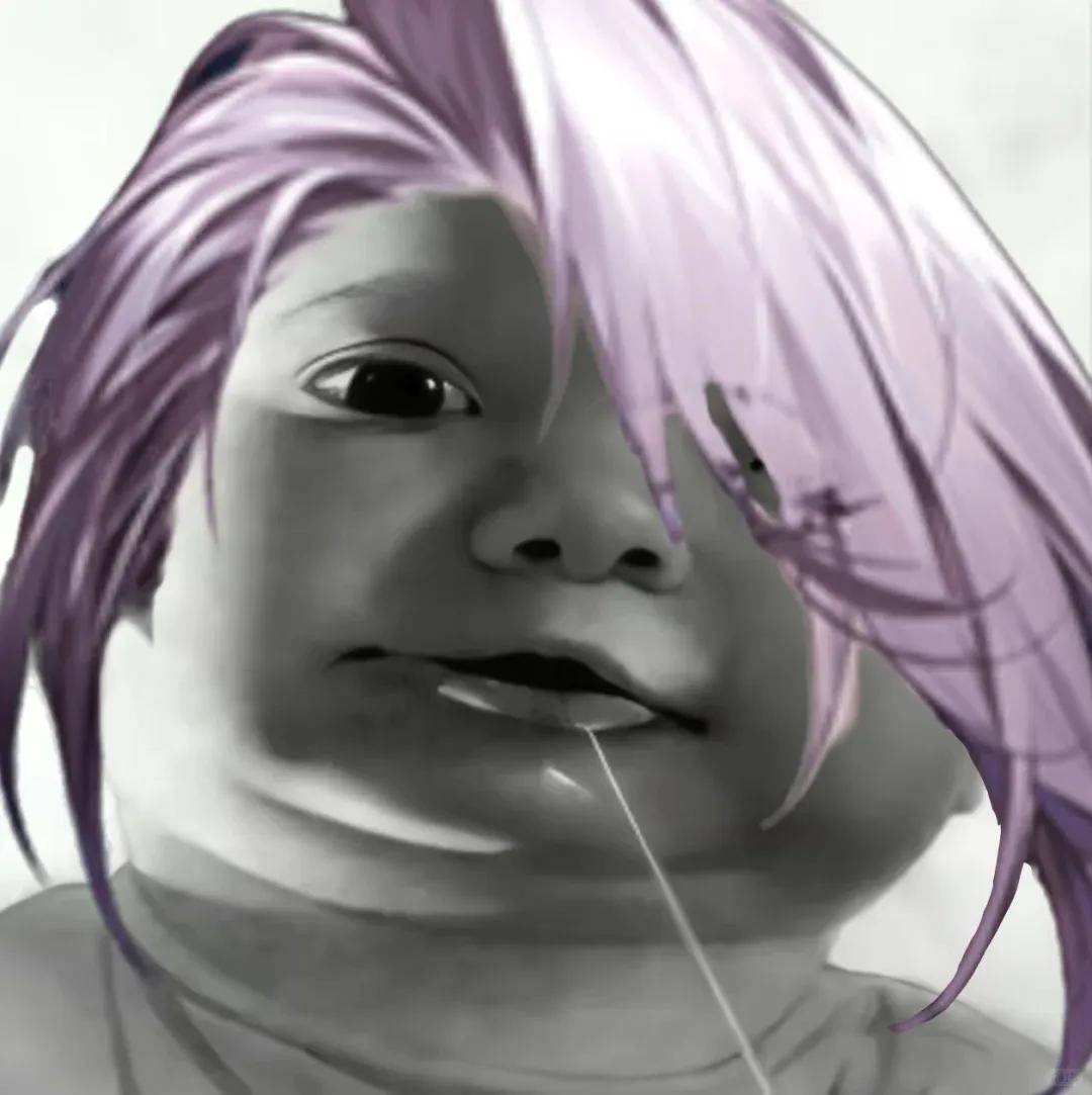 papa流口水小孩抽象猎奇黑白gif表情包