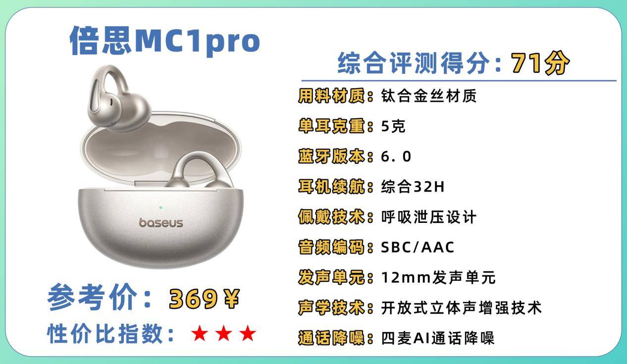 百元平价耳夹式耳机哪个牌子好？2026年百元夹耳式耳机排行榜十强