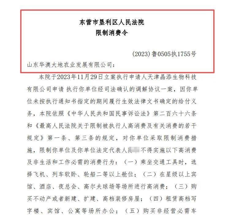 东营垦利区城投集团背负623万执行款 参股公司被限制高消费(图4)