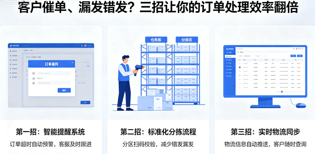 象过河：客户催单、漏发错发？三招让你的订单处理效率翻倍