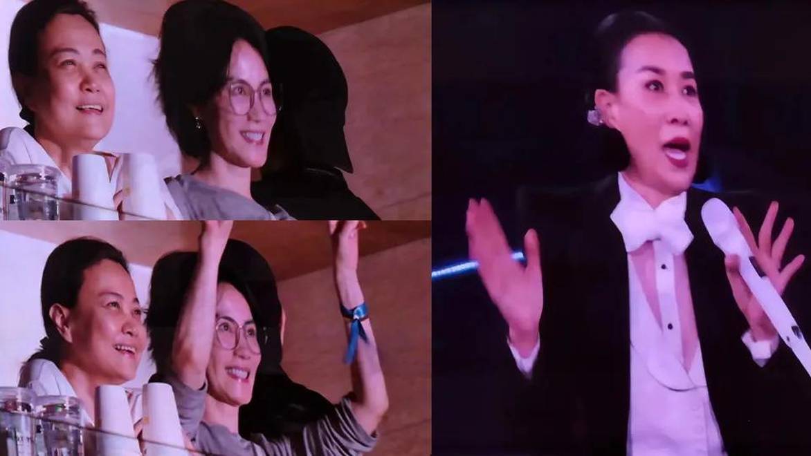 王菲现身那英演唱会，对好友挥手比赞心情大好
