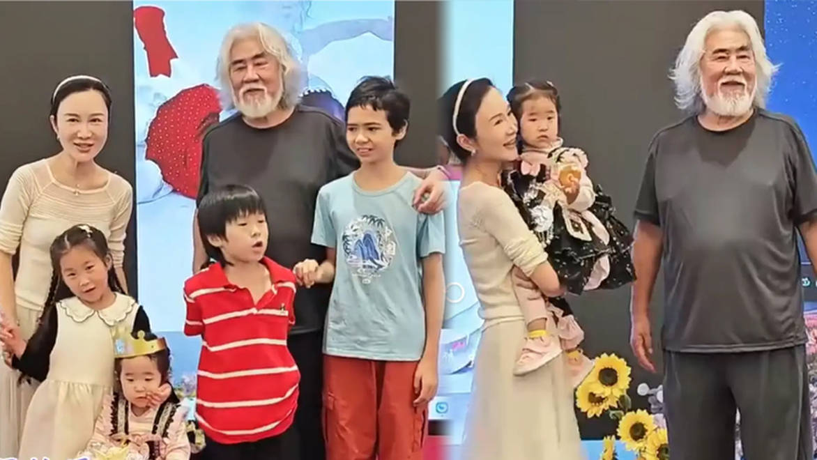 张纪中夫妇为小女儿办生日宴，一家六口好甜蜜