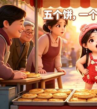 小女孩怒冲小吃摊投诉！买5个老婆饼没老婆，全场路人笑翻了