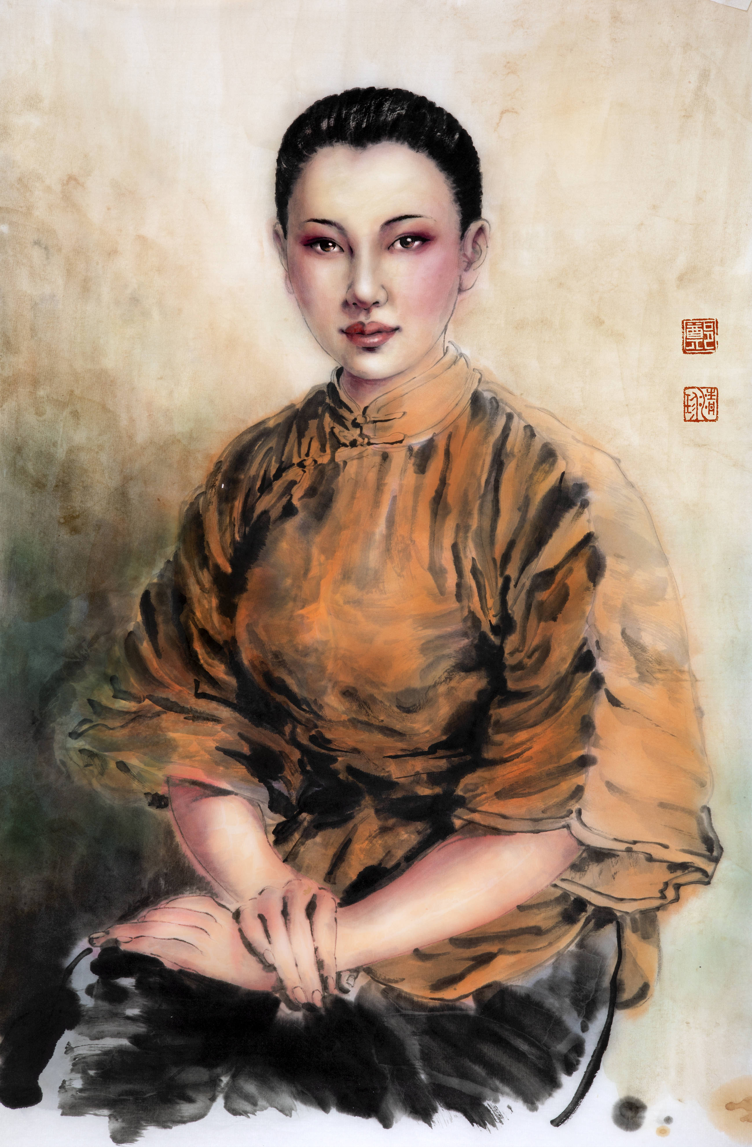 现代画家人物女性国画图片