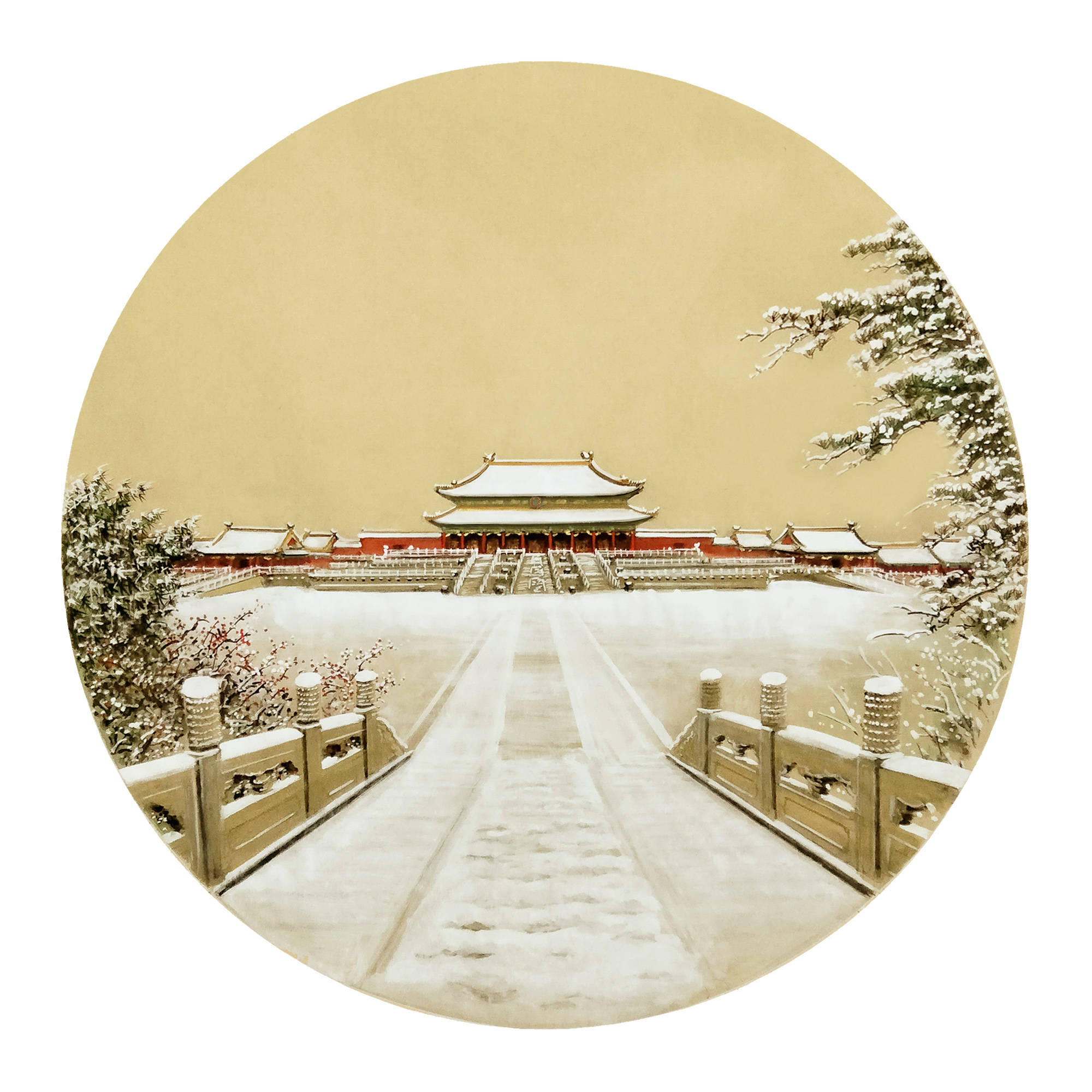 界画寒江---故宫《太和殿雪景图》步骤图