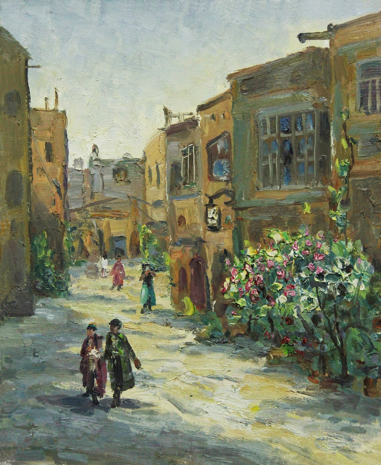 喀什古城油画一条街图片