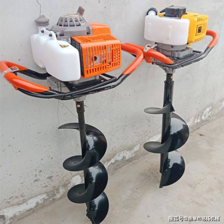 二冲程林业汽油钻地机 手推独轮打眼机 果园施肥打洞机_工作_操作
