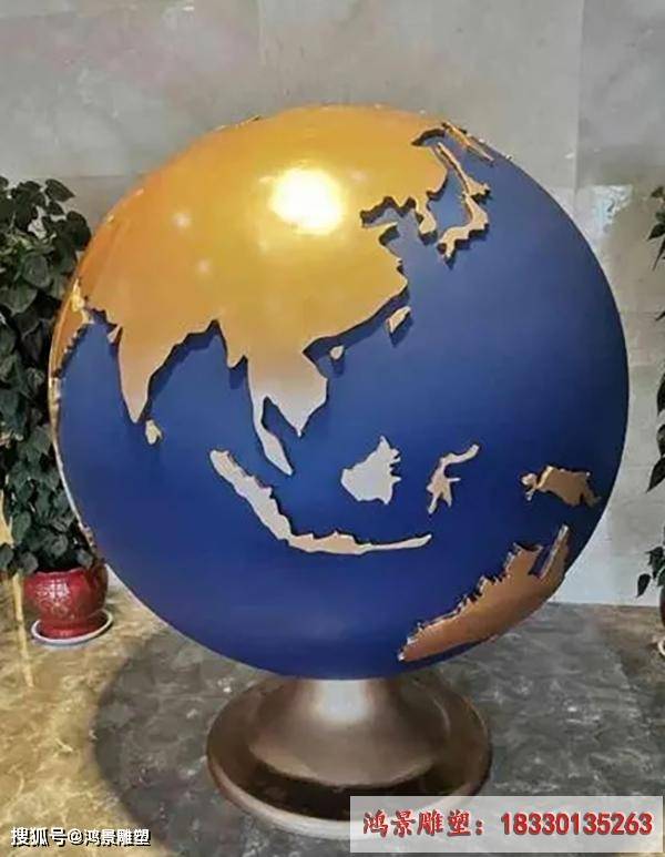 转动不锈钢空心球地球仪雕塑:能转能看了解世界地理知识_艺术品_人们
