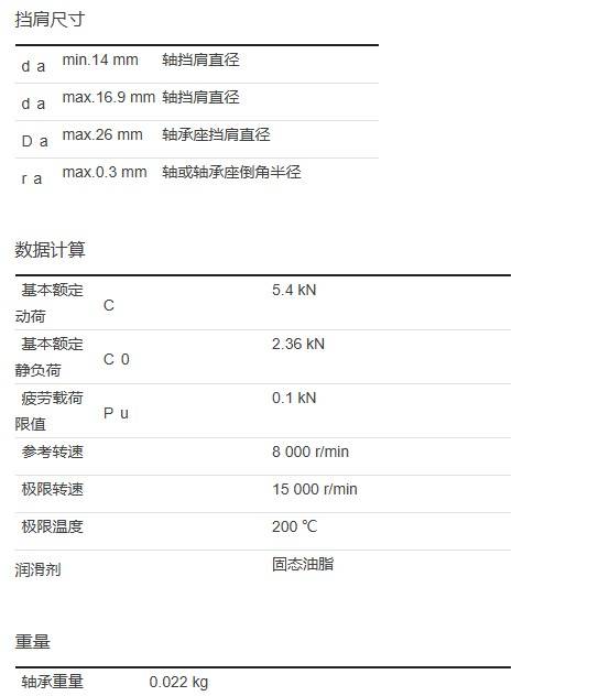 固态油脂轴承 s6001-2rs/w64 用于食品和饮料行业的食品级不锈钢轴承