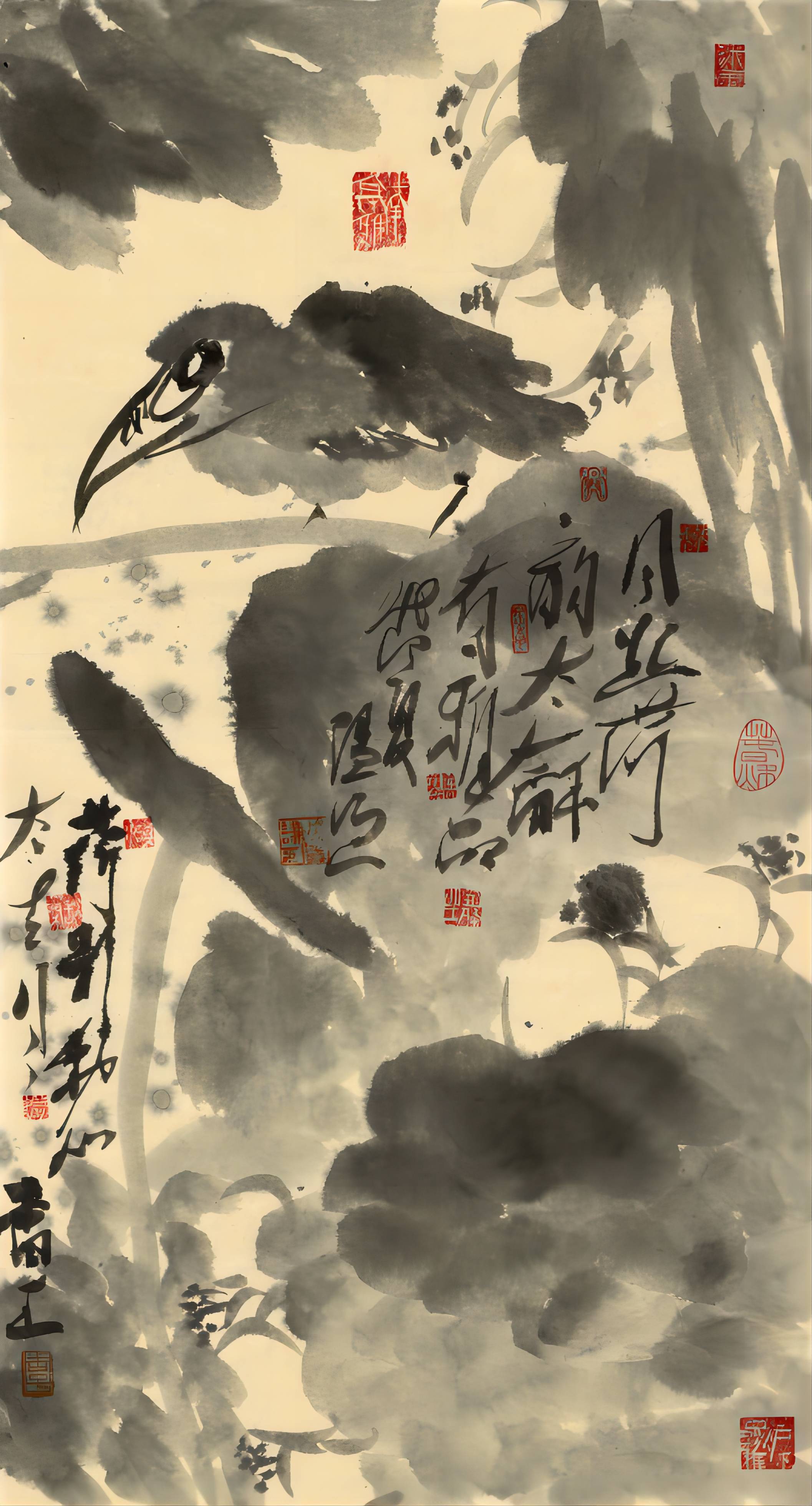 大写意花鸟画家"周隐谦"十幅雨荷观赏_作品_太和_中山