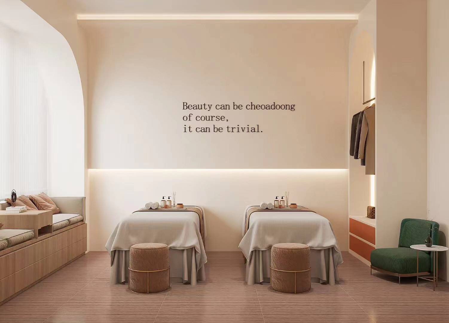 "美与梦想交织:畅享美容院店面设计案例精选"_金色_白色_玫瑰