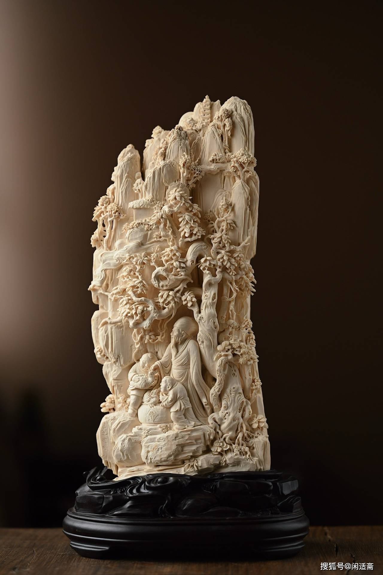 文房赏摆,羲之爱鹅图,牙雕作品欣赏_王羲之_山阴_黄庭