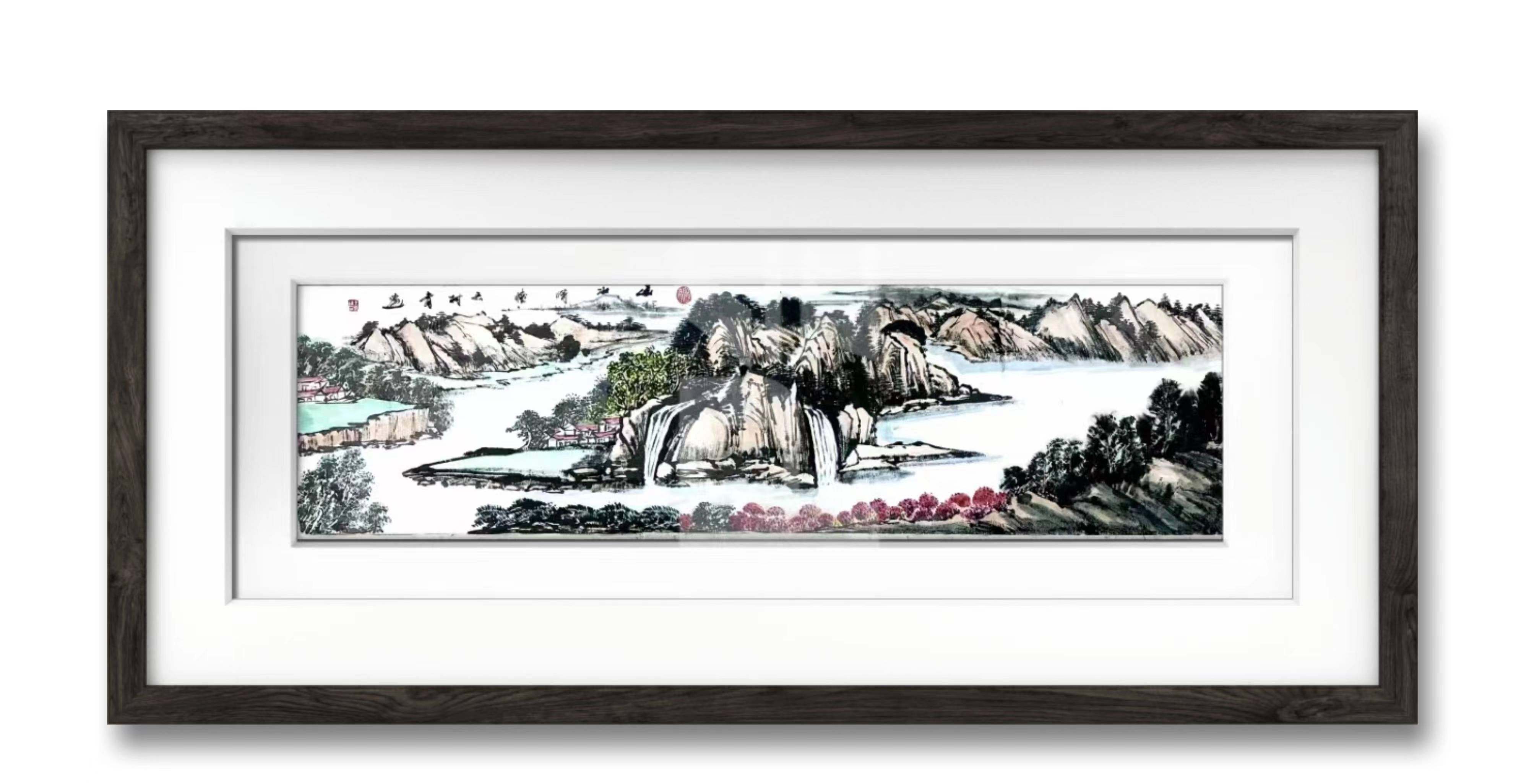 王树青客厅六尺山水画观赏