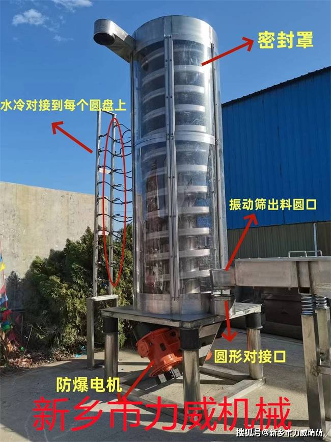 阻燃尼龙颗粒立式节省空间降温风冷螺旋振动提升机_进行_情况_材质