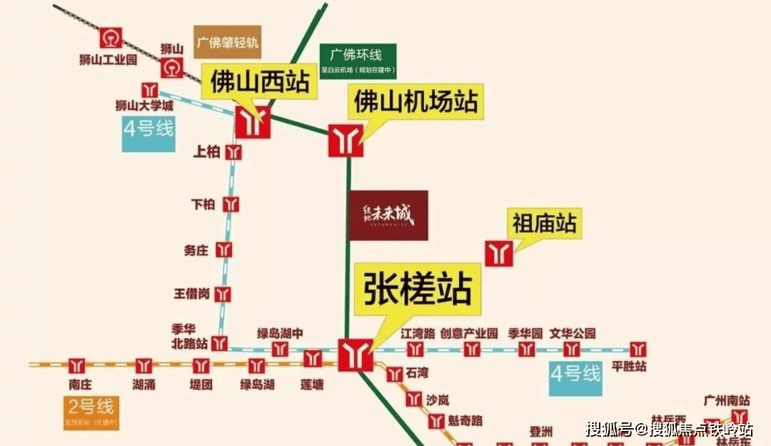 根据政府规划,项目周边将建造禅城区唯一的三轨道交汇枢纽站:即佛山