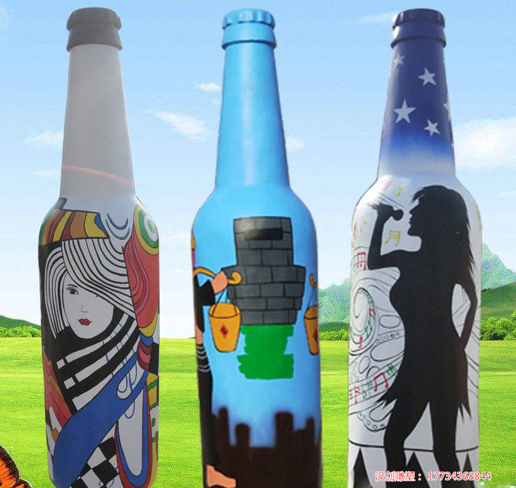 玻璃钢仿真啤酒瓶雕塑 瓶子模型装饰品摆件