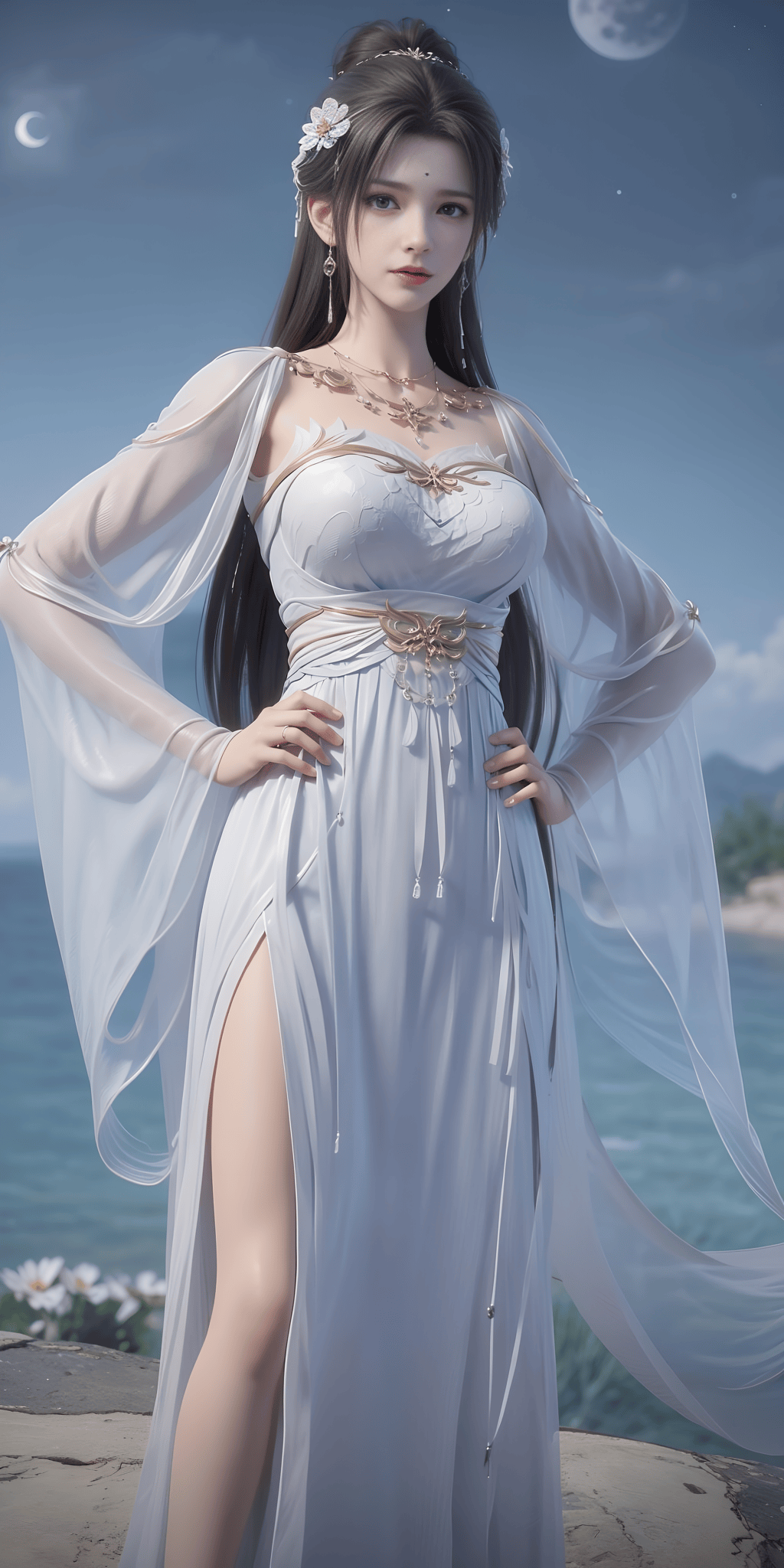 《完美世界》国漫女神清漪ai绘画壁纸:水清澈而有波纹!