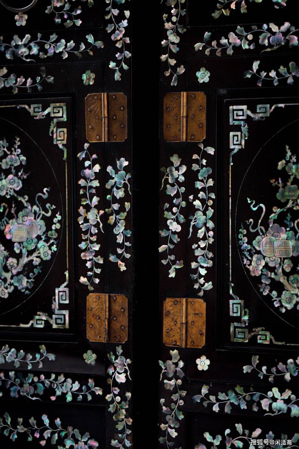 富丽堂皇,中式嵌螺钿,楠木博古置物柜