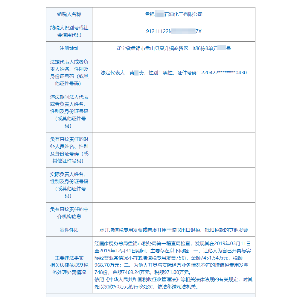 税务局重大税收违法失信主体信息截图企查查信息显示,该公司成立于