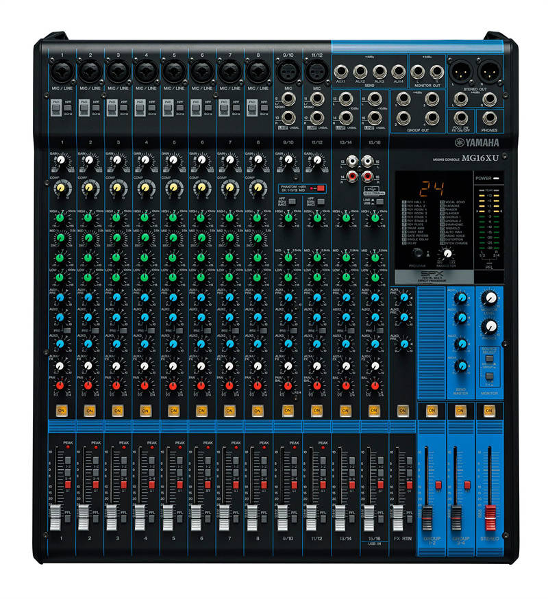 1 立体声母线 / 4 aux (包括 fx)产品技术参数:●16通道带效果调音台