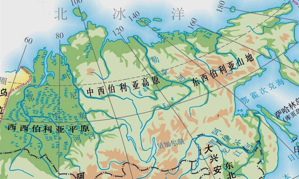 东西伯利亚 地形图图片