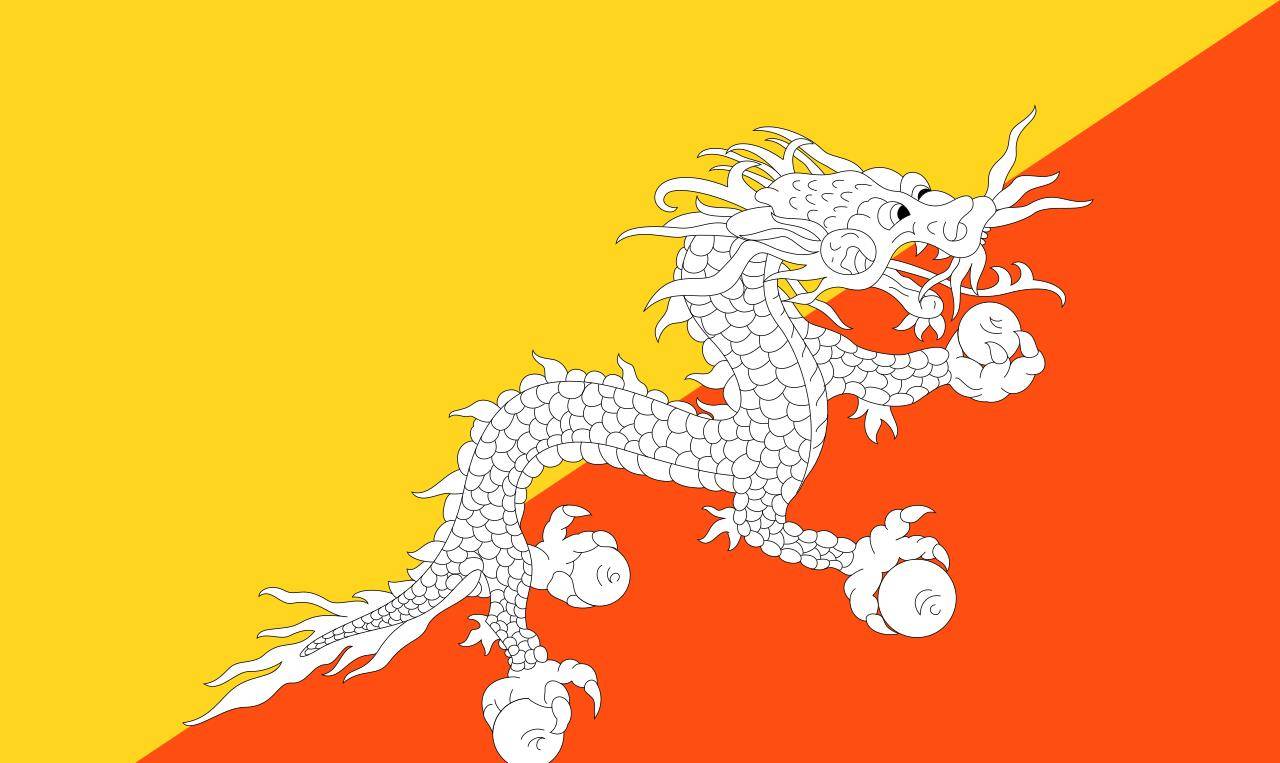 图-不丹国旗是三爪龙,在玩四个球,高度模仿清朝旗帜不丹最早曾是吐蕃
