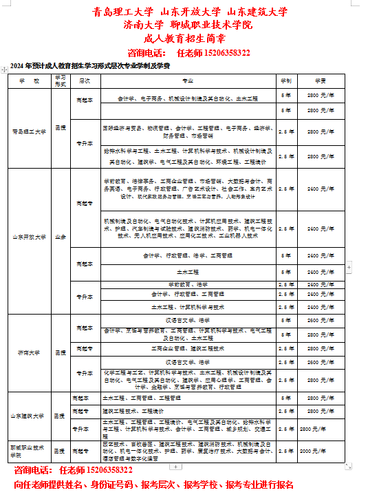 聊城市技师学院(聊城高级工程职业学校)函授点2024年招生简章