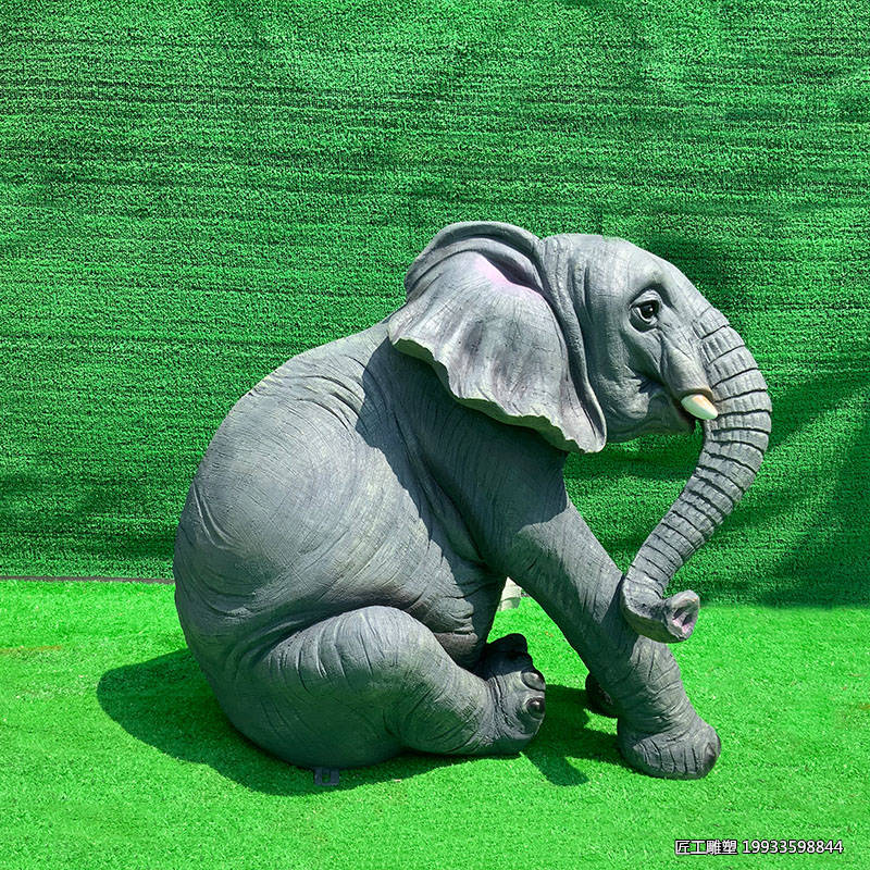 玻璃钢仿真大象雕塑 户外动物造型草坪摆件景观