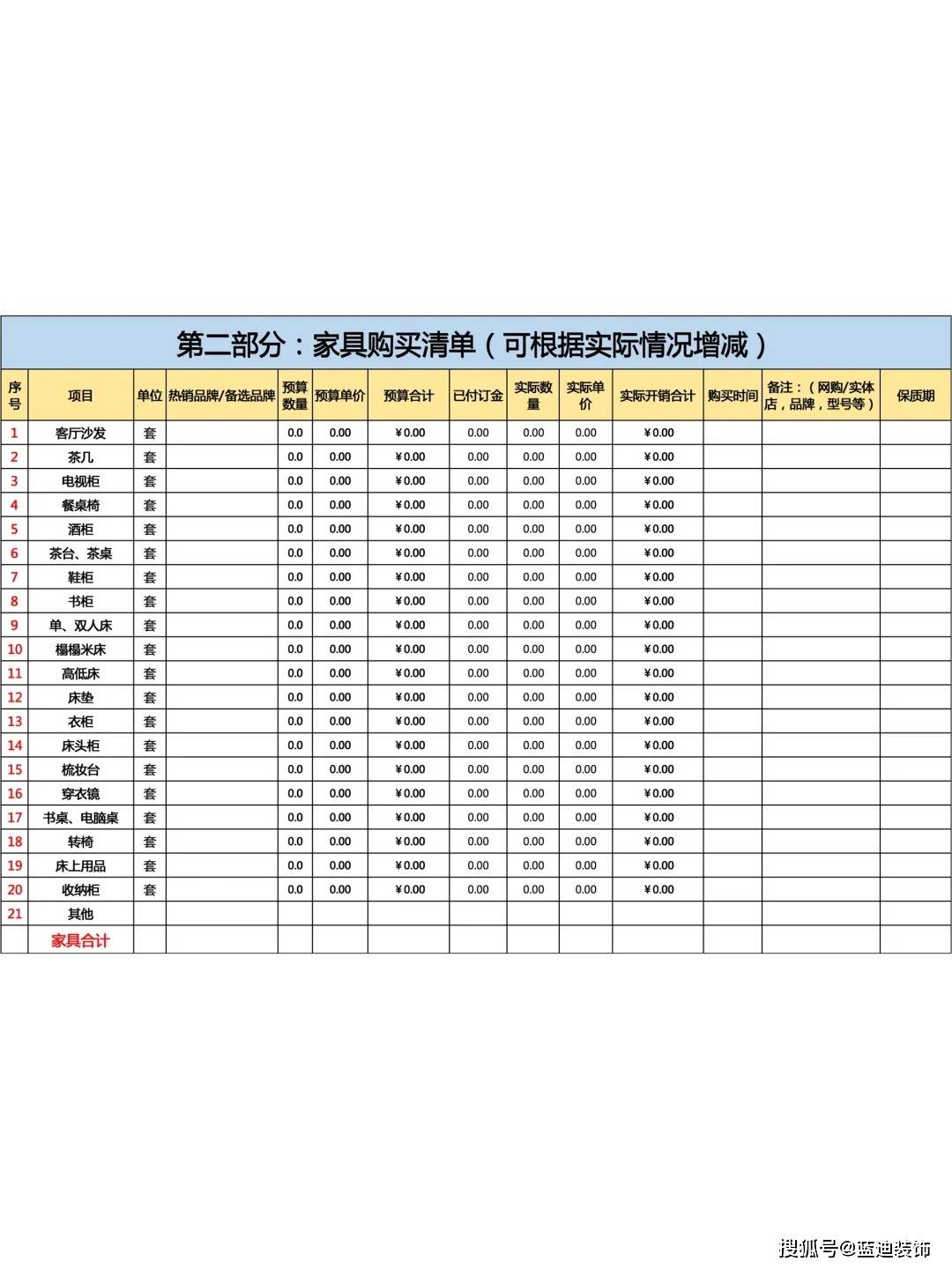 珠海前三装修公司:装修预算表怎么看