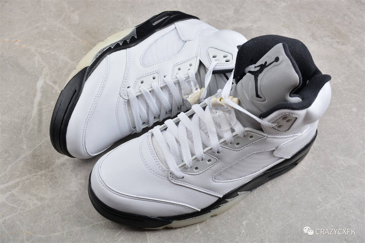 jordan 5 retro white black sail metallic silver 白黑泼墨篮球鞋