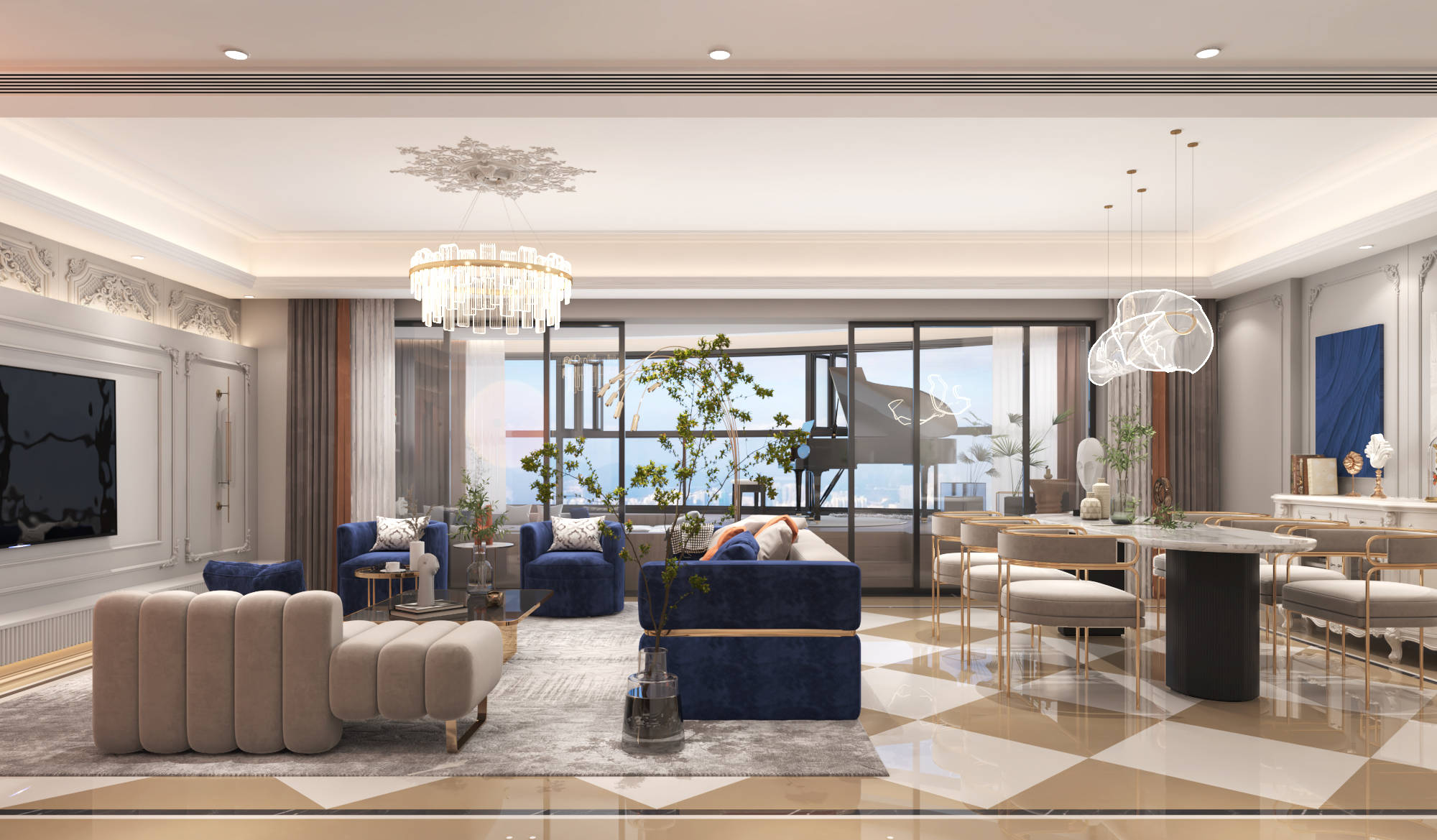 成都龙湖世纪峰景200平法式装修设计-效果图-价格-设计理念-设计风格