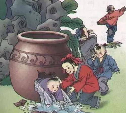 司马光砸缸图片 国画图片