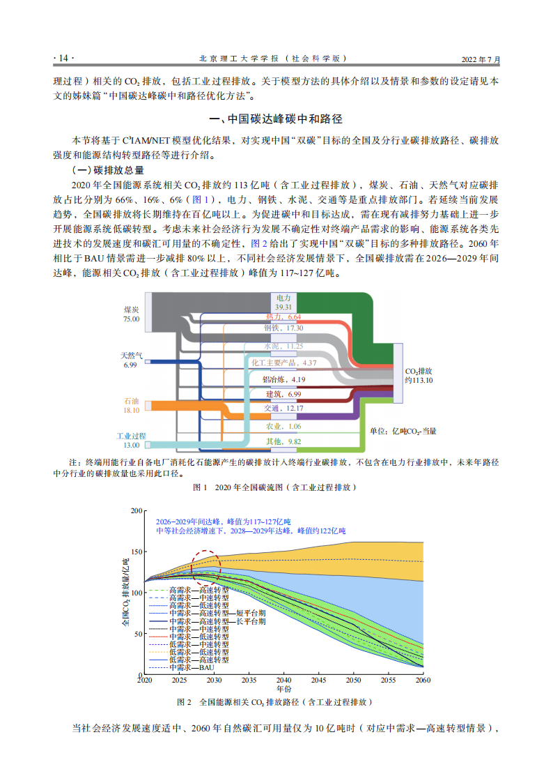 中国碳达峰碳中和时间表与路线图研究