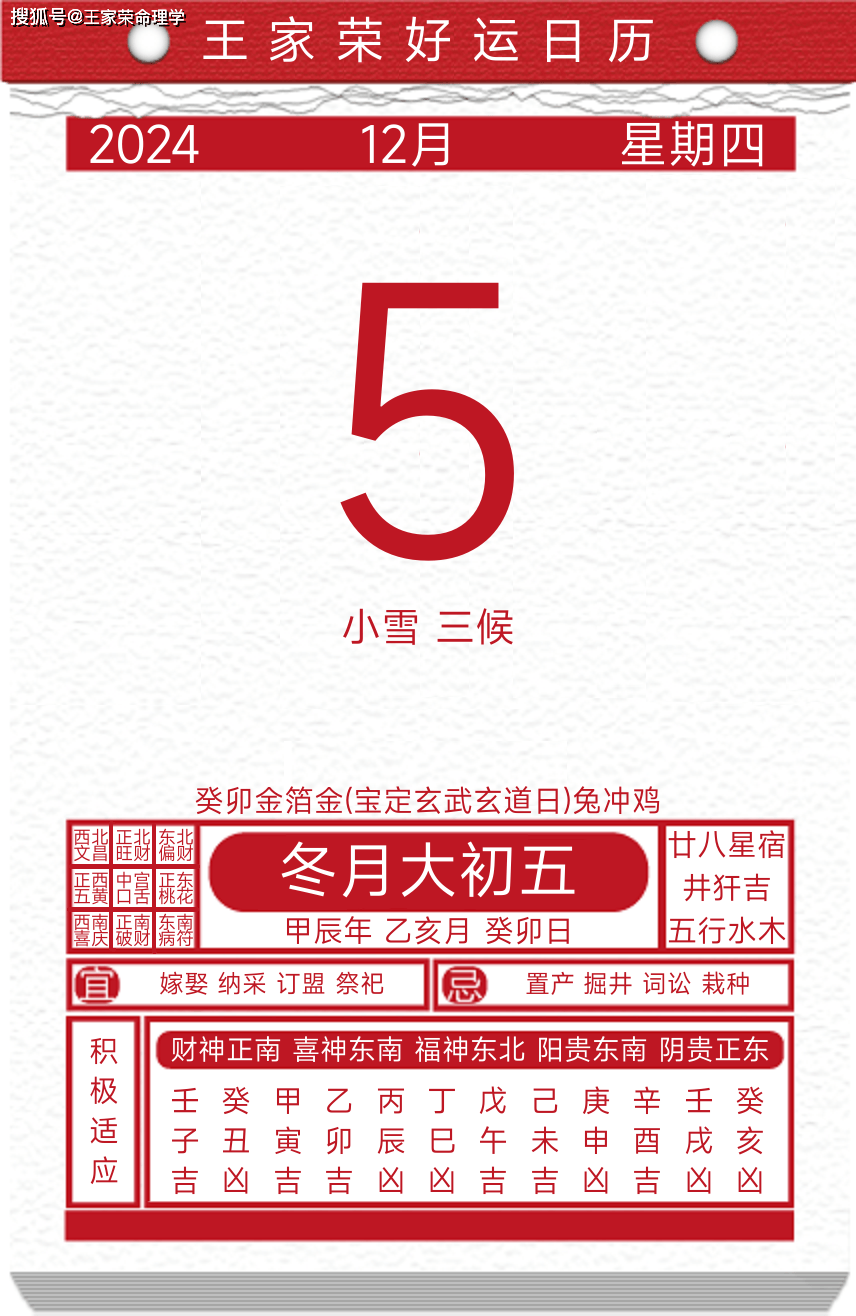 今日黄历运势吉日2024年12月5日