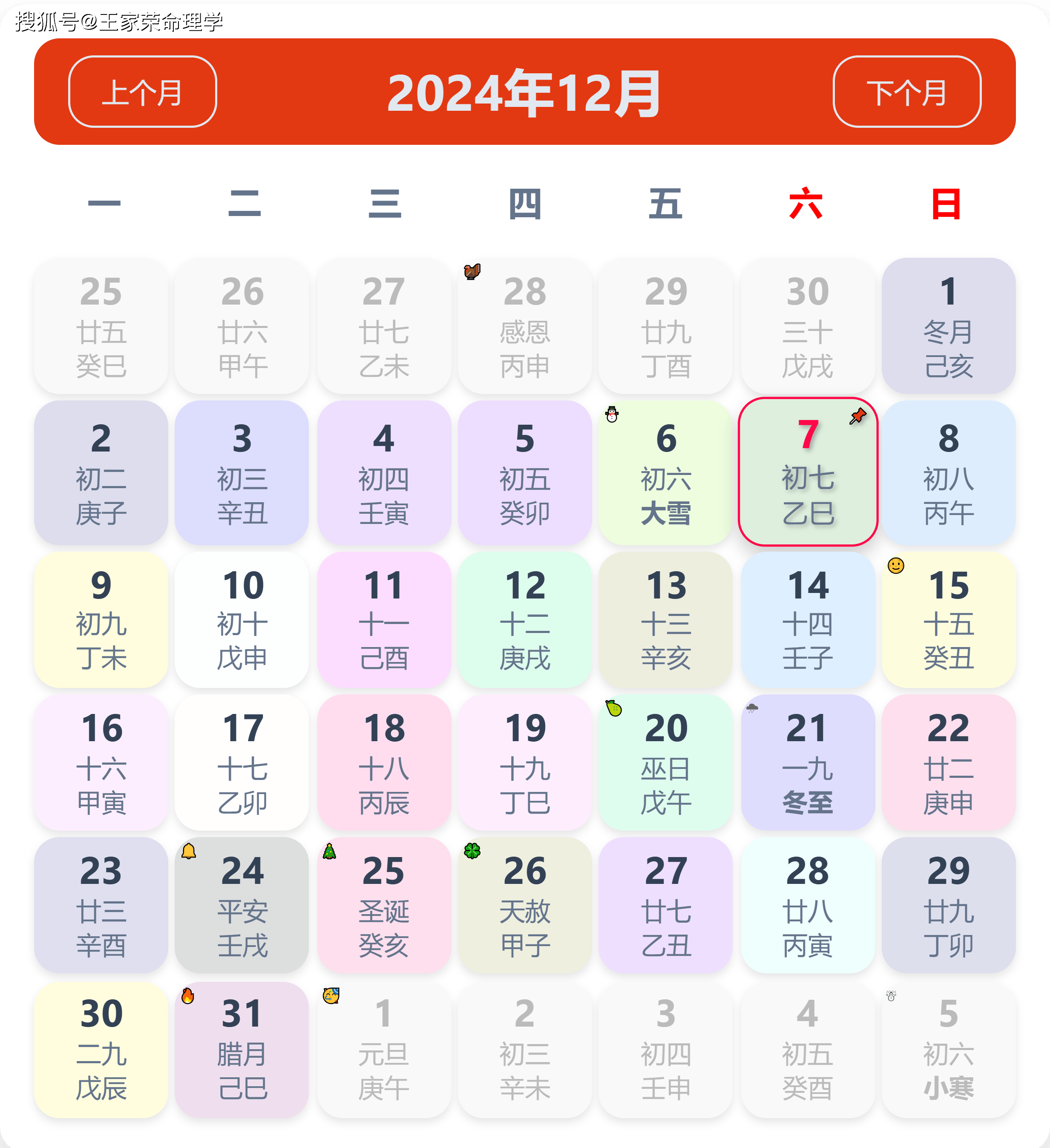 老黄历看日子生肖运势查询（2024年12月7日）