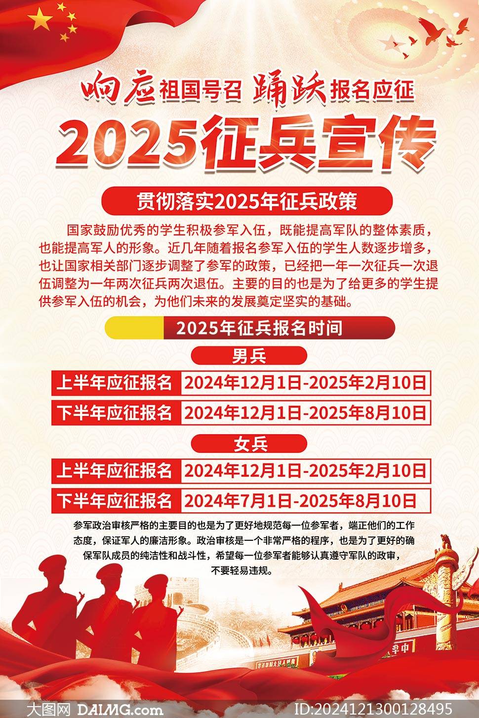 2025年征兵政策解读宣传展板