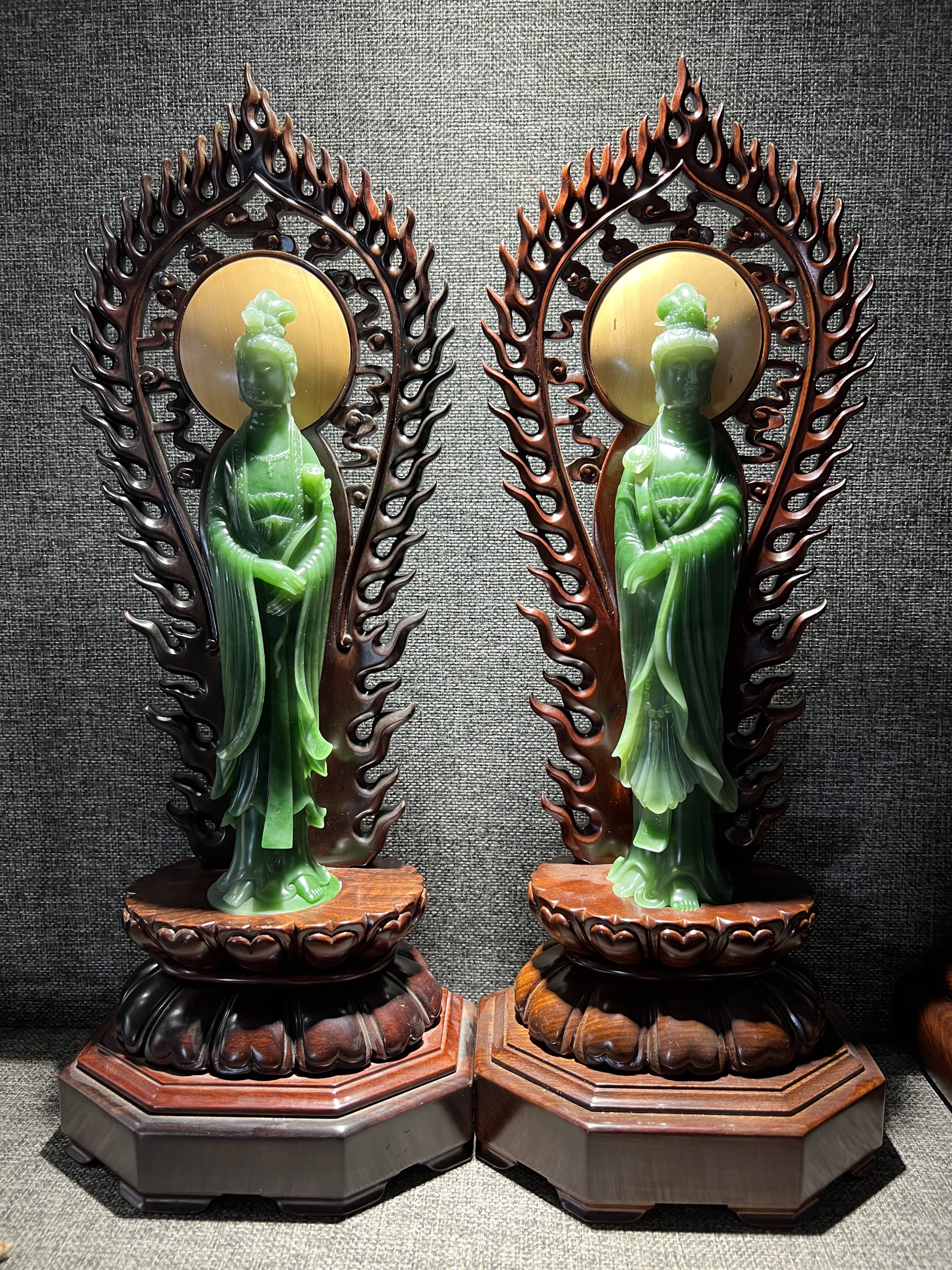 中国　玉石彫刻　人物刻　如意　D　R7205 中国 玉石彫刻 人物刻 如意 D R7205