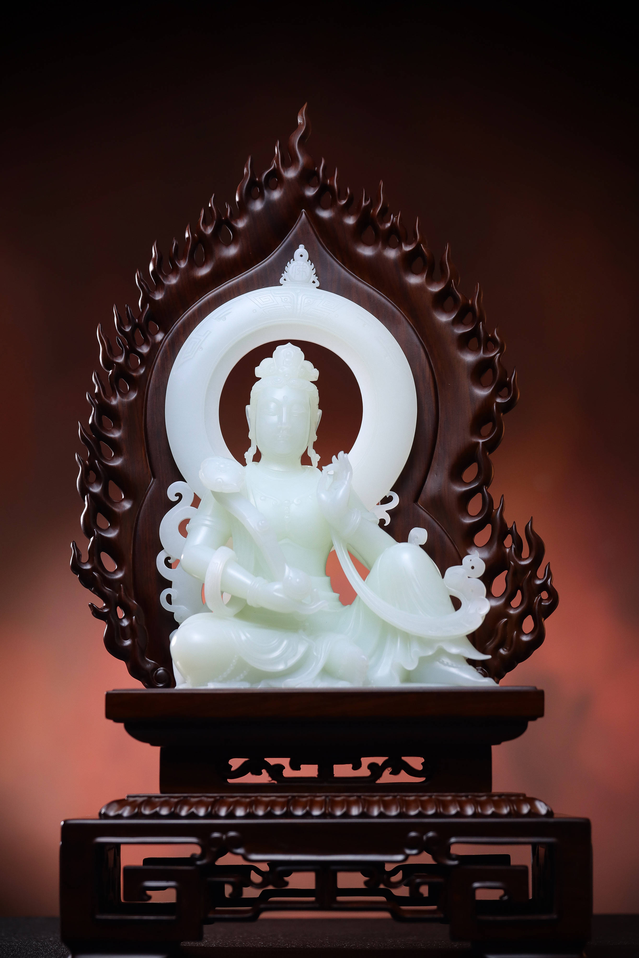 中国　玉石彫刻　人物刻　如意　D　R7205 中国 玉石彫刻 人物刻 如意 D R7205