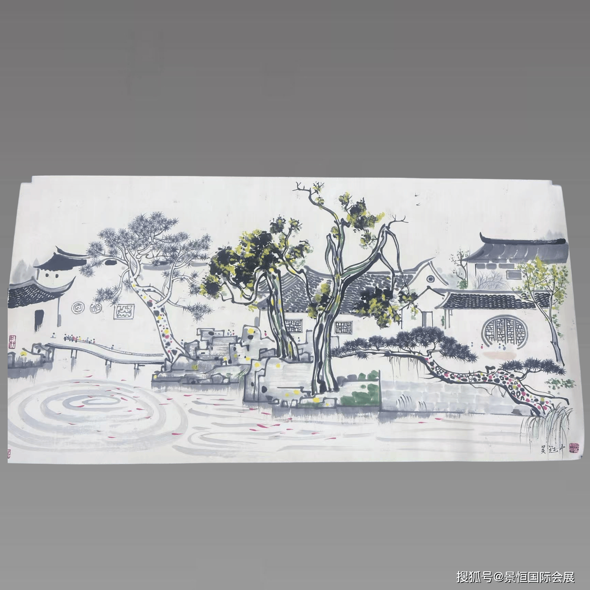 元素,拓展现代造型空间,推动中国美术走向新境界:吴冠中款"江南水乡"
