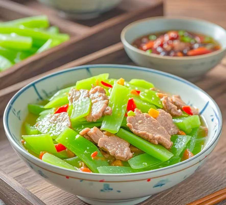 莴笋片与肉片在热油中翻飞，勾起吕文扬对往昔的回忆？