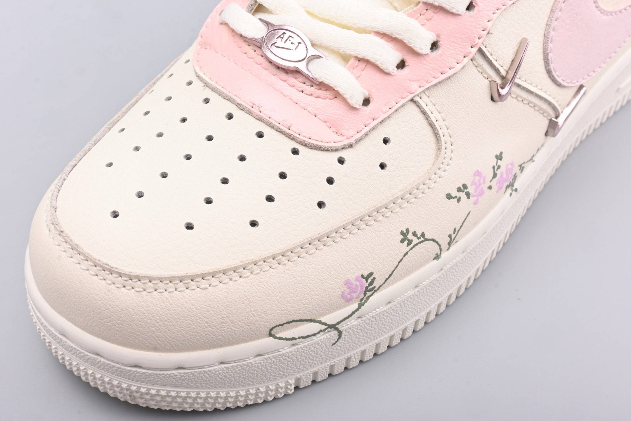 耐克nike air force low light pink flowers 手绘涂鸦浅粉漫花空军