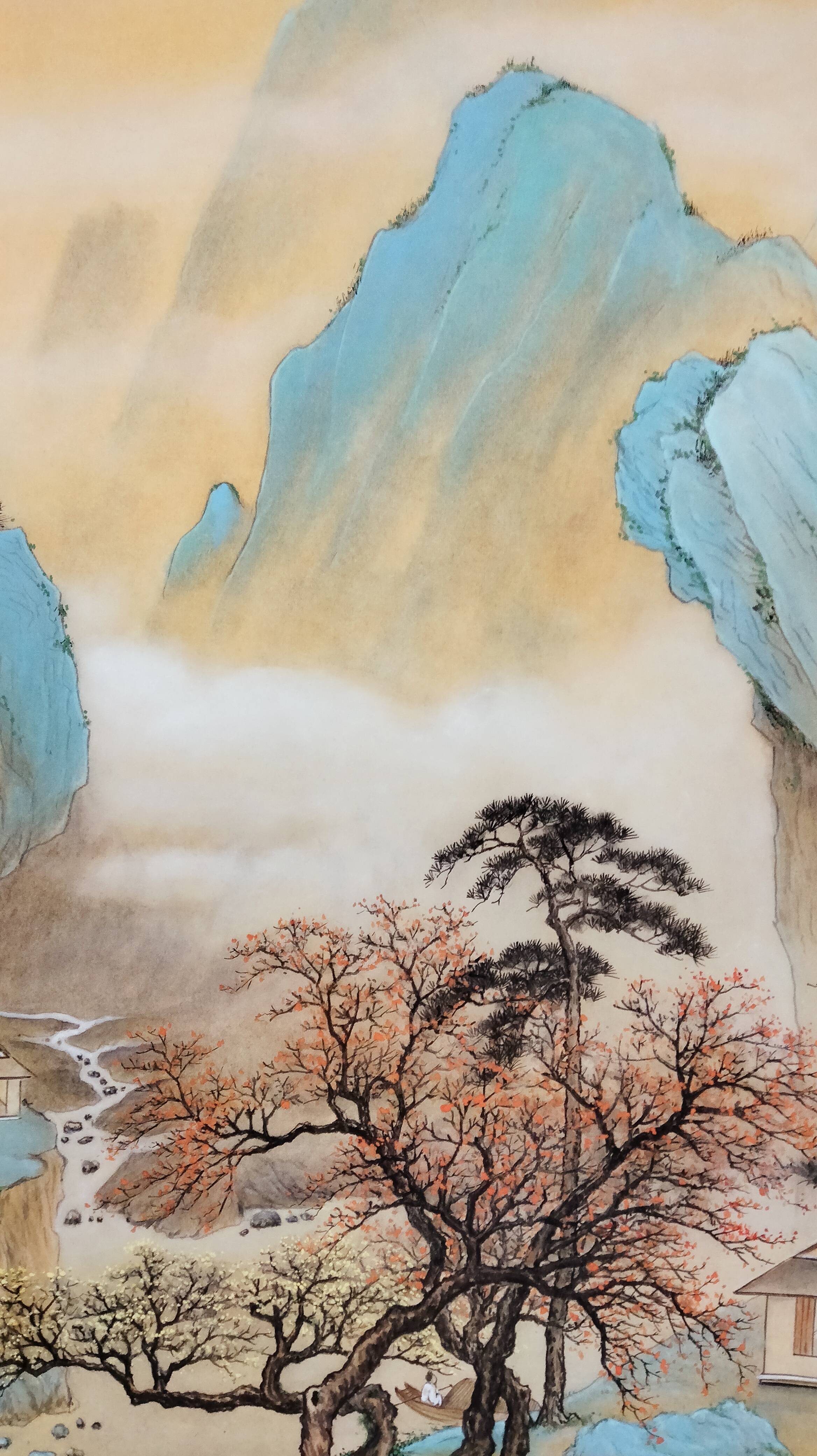 界画寒江---青绿山水界画《秋林书屋图》