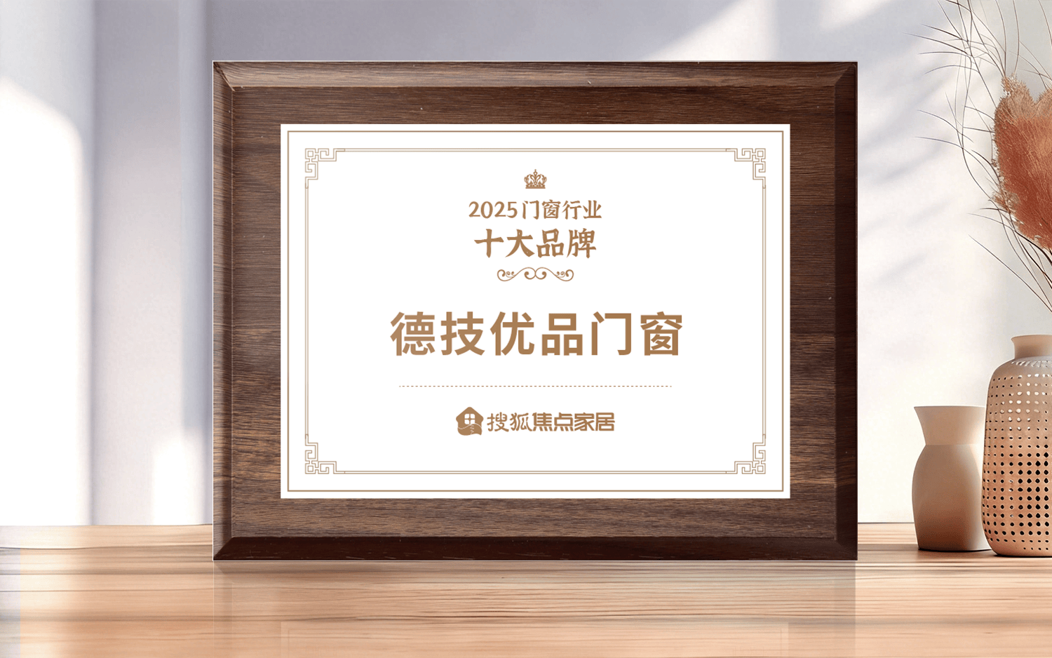 德技优品门窗荣获"2025门窗行业十大品牌"