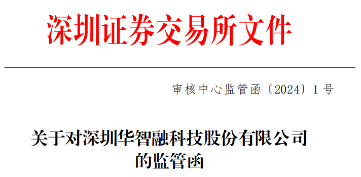 监管函显示，在ipo申报过程中，华智融没有完整披露所签署的对赌协议，员
