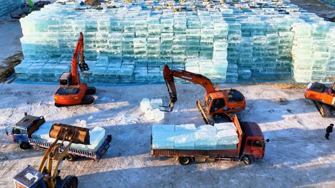 哈尔滨冰雪大世界启动存冰工作_冰体_大小_冰场