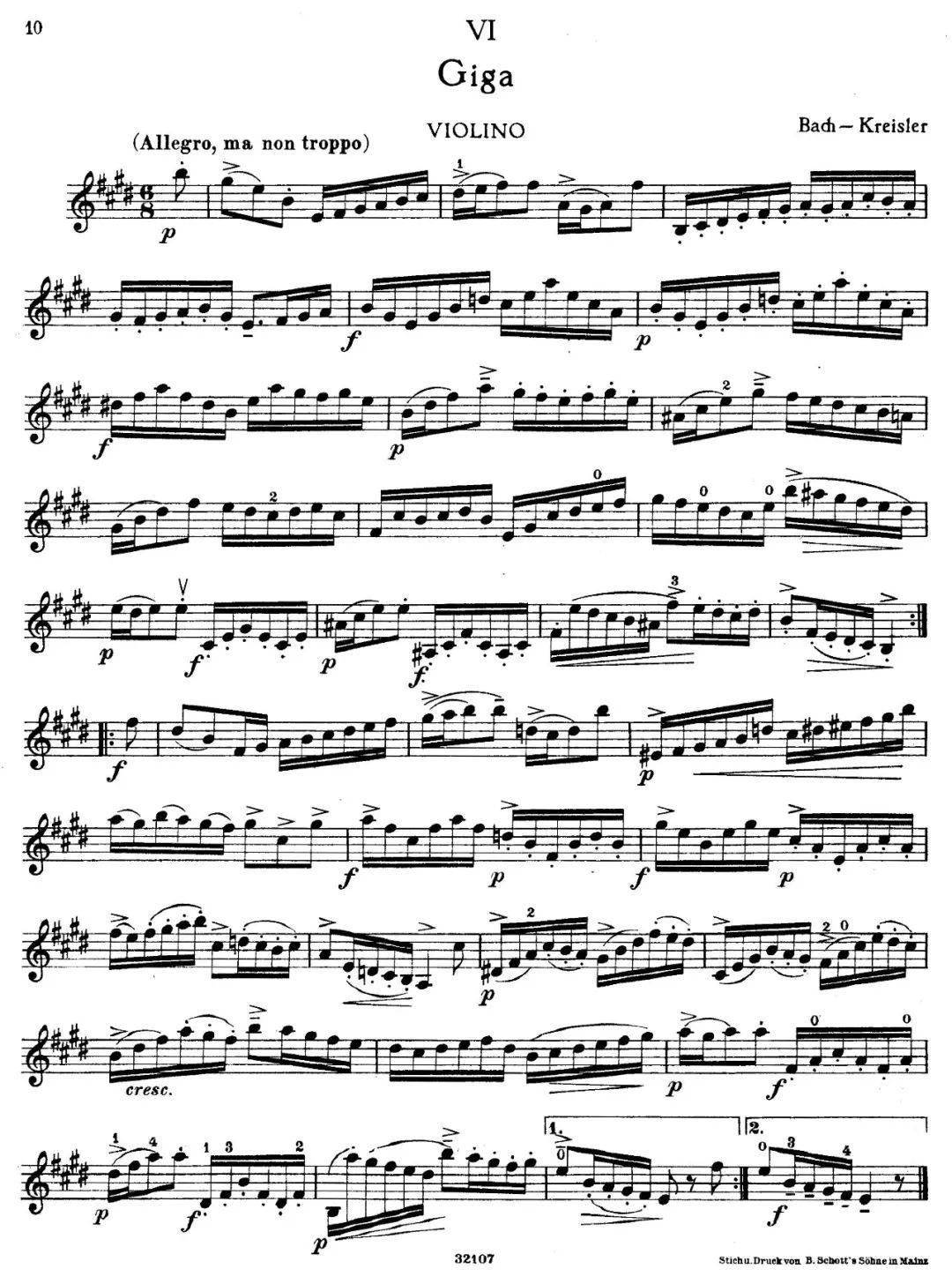 《e大调第三独奏小提琴组曲·吉格舞曲》附乐谱_作品_巴赫_公众