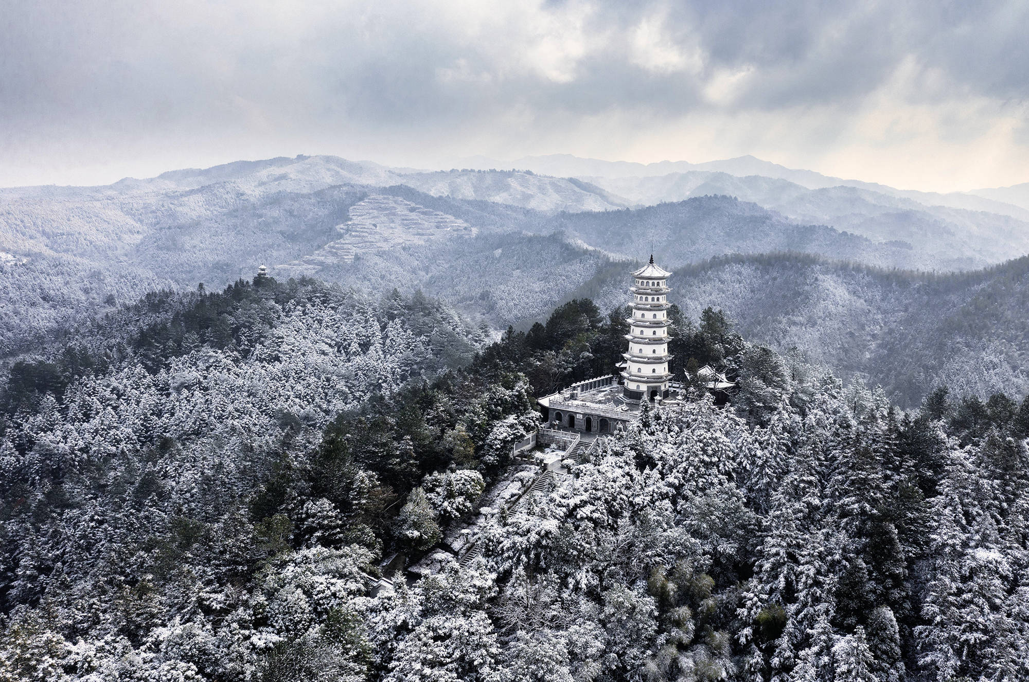 橘子洲头雪景照片图片