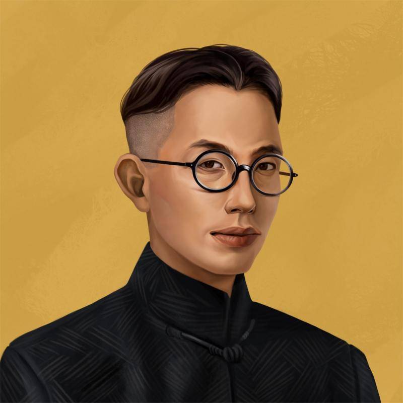 杰出作曲家的高分辨率数字肖像,包括聂耳,冼星海,黄自等中国作曲家