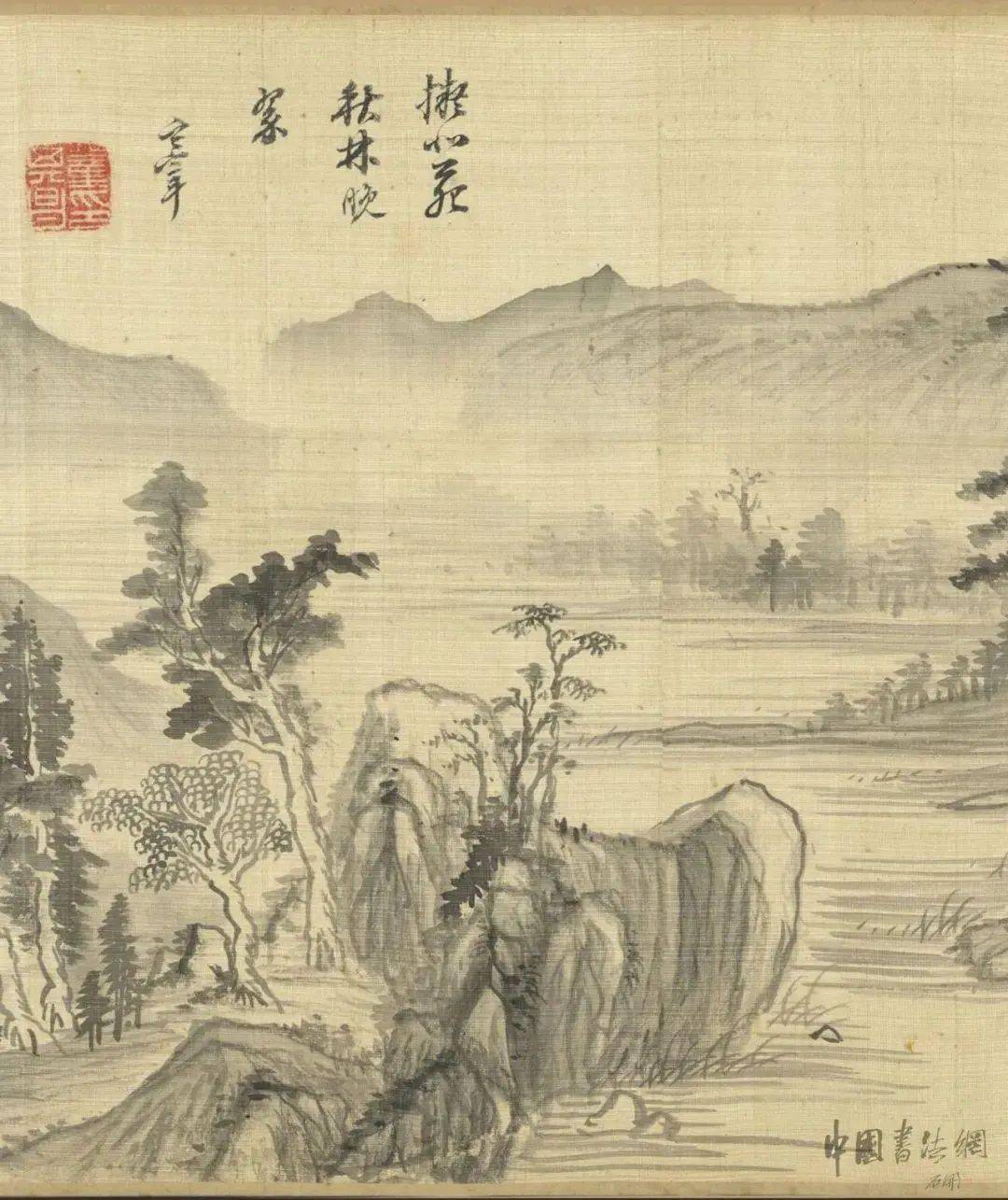 董其昌书画长卷《秋林晚翠图并跋》_作品_国画_创作