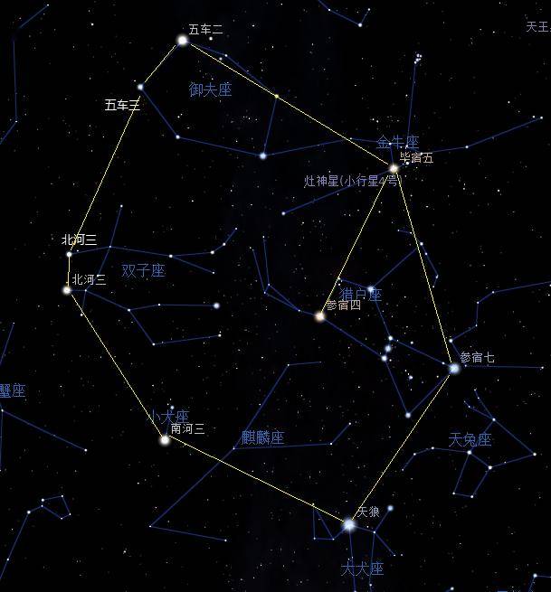 如果抹掉毕宿五和五车二的连线,改为连接毕宿五和参宿四,那么冬季